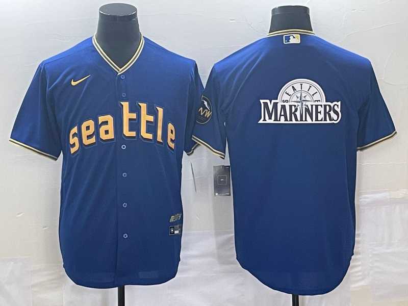 Men%27s Seattle Mariners Big Logo Blue 2023 City Connect Cool Base Stitched Jersey->seattle mariners->MLB Jersey